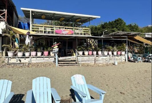 Beachfront cocktails and ocean views at Lainup Bar on Playa Remanso, San Juan del Sur, Nicaragua