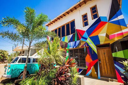 Interior view of Cloud 9 Hotel Nicaragua showcasing artistic decor and comfortable furnishings in San Juan del Sur
