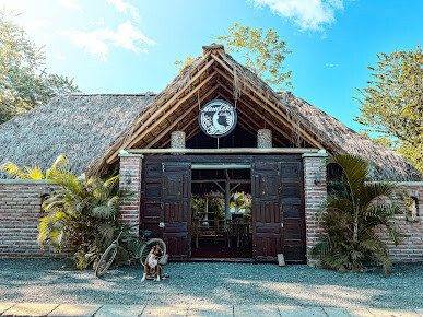 Monoloko Lodge's wooden bungalows nestled in lush tropical gardens near Playa Santana, Nicaragua