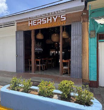 Outside view of Hersheys Meat Restaurant in San Juan del Sur – Elegant dining area with premium steak dishes"