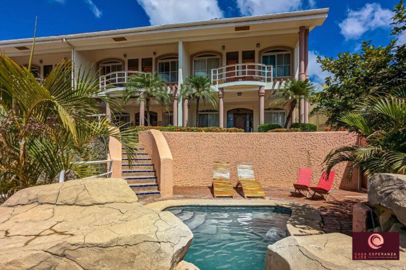 Exterior view of Casa Esperanza SJDS with private plunge pool and ocean views in La Talanguera, San Juan del Sur