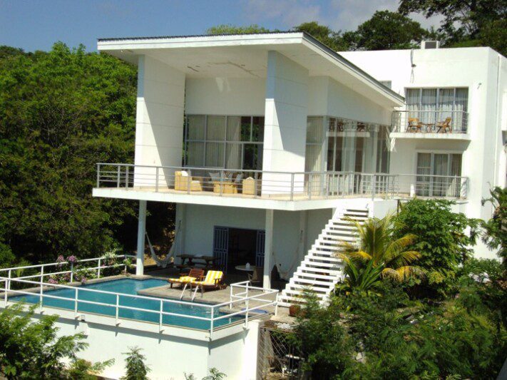 Casa California's modern exterior with ocean view in San Juan del Sur, Nicaragua