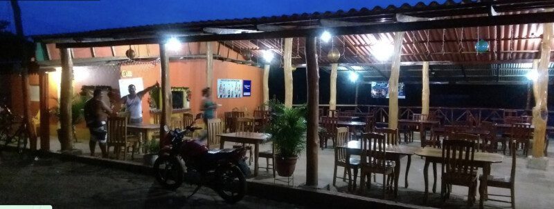 Rancho Marsella Concha beachfront restaurant at Playa Marsella, San Juan del Sur, featuring outdoor seating with ocean views.