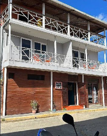 Front view of El Caite Beach Hostel in San Juan del Sur, Nicaragua