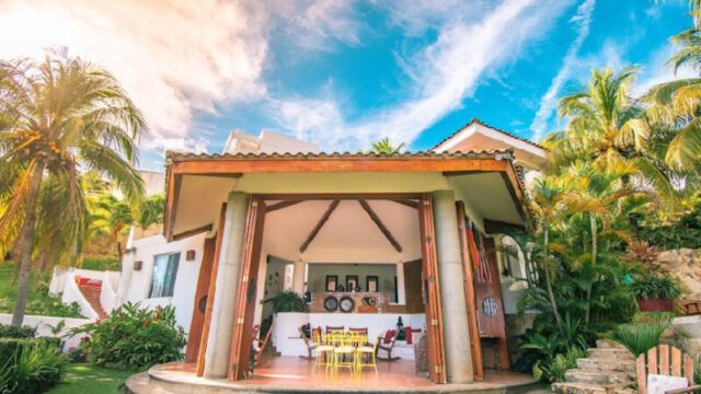 Exterior view of Villa Arcadia overlooking San Juan del Sur Bay, Nicaragua