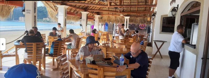 Oceanfront dining area at The Fisherman, Cuban Ranch in San Juan del Sur, Nicaragua