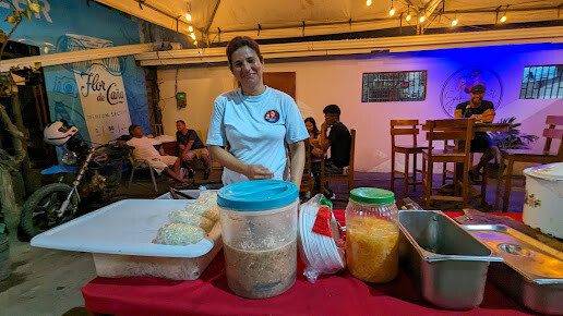 Outdoor dining area at El Capricho JC with traditional Nicaraguan dishes in San Juan del Sur