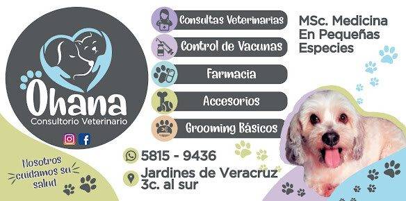 Exterior view of Consultorio Veterinario Ohana in Managua, Nicaragua