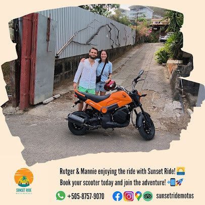 Sunset Ride Rentals Scooter and motorcycle rentals lined up at Sunset Ride Moto Rentals, San Juan del Sur