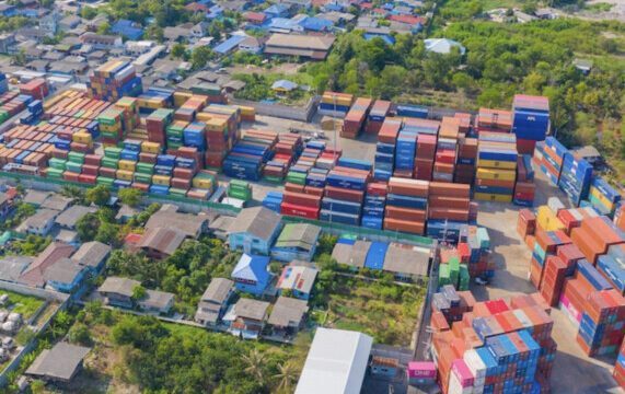 Maranatha Cargo Express - trucking logistics and shipping containers aerial view