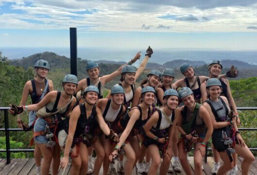 Parque de Aventura San Juan group photo zipline over jungle