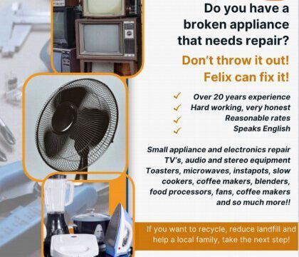 Technician repairing kitchen appliance and electronics in Delicias