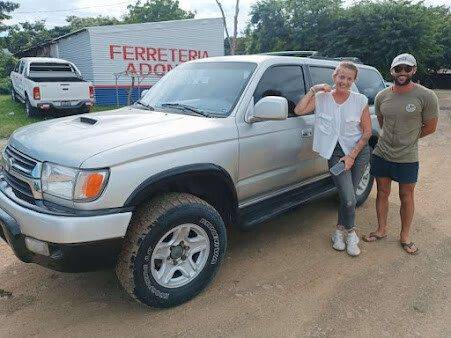 San Juan 4x4 Rent Car Toyota SUV on off-road trail near San Juan del Sur