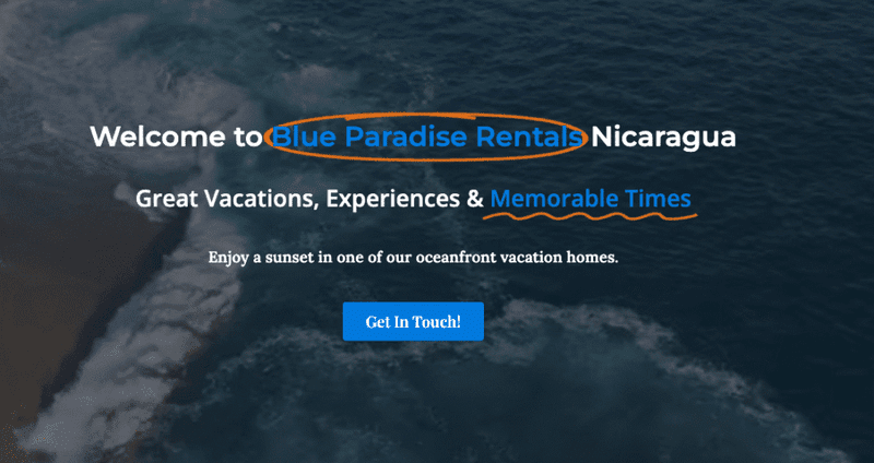 Blue Paradise Rentals Nicaragua Poster