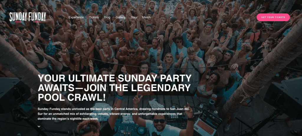 Sunday Funday Pool Crawl Image of crowd of partygoers