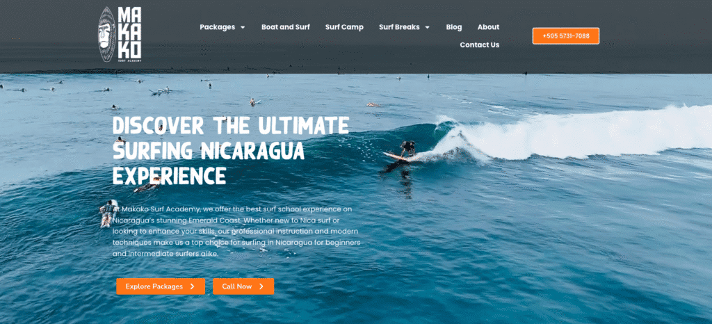 Makako Surf School: a person surfing on a wave
