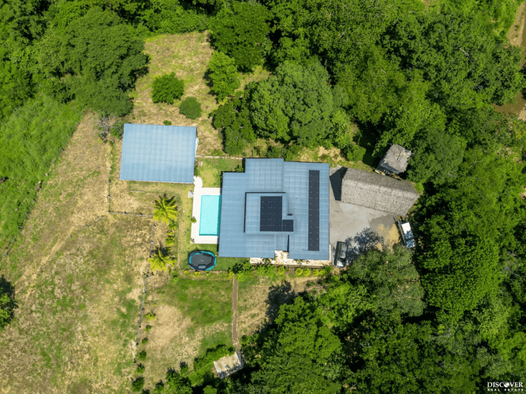 Closer Up Aerial View of Equestrian Estate with new 3-bedroom home with 2 bedroom casita with pool listed by Discover Real Estate