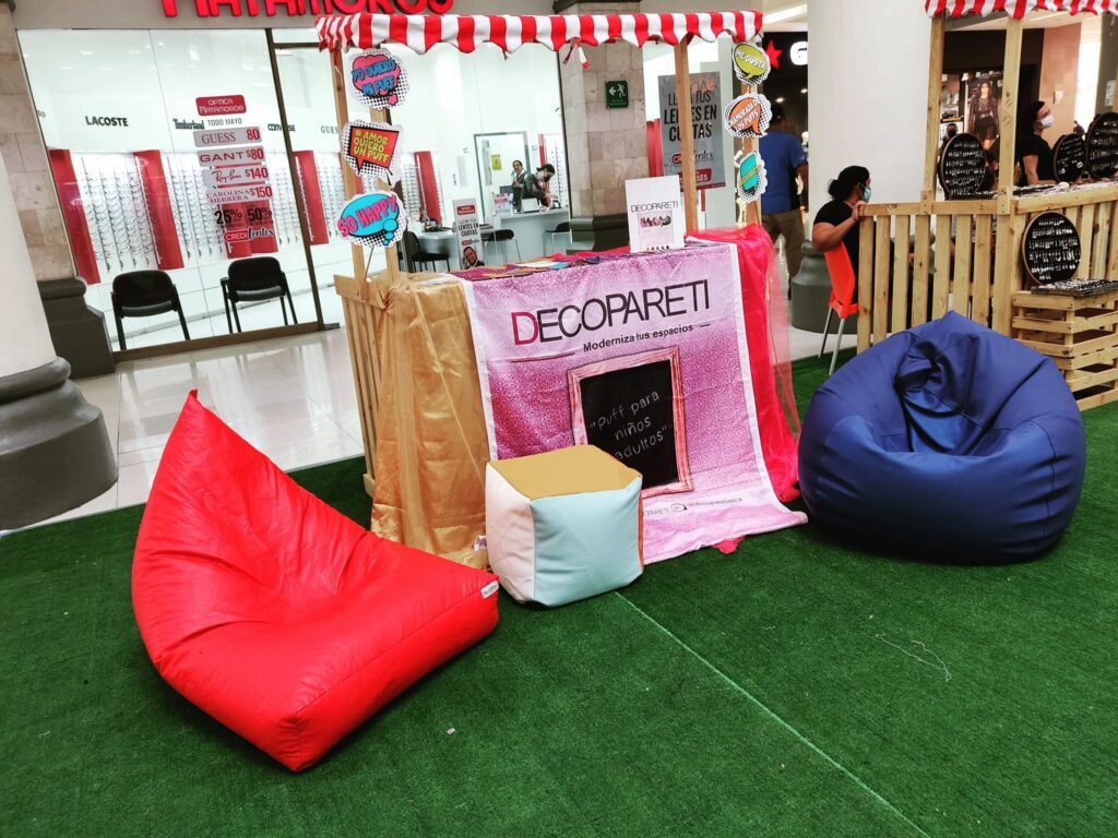 Assorted custom bean bags and puff chairs by decopareti in Nicaragua