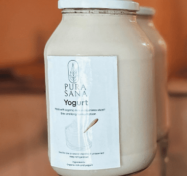 Pura Sana Organic Yoghurt two Jars of yoghurt